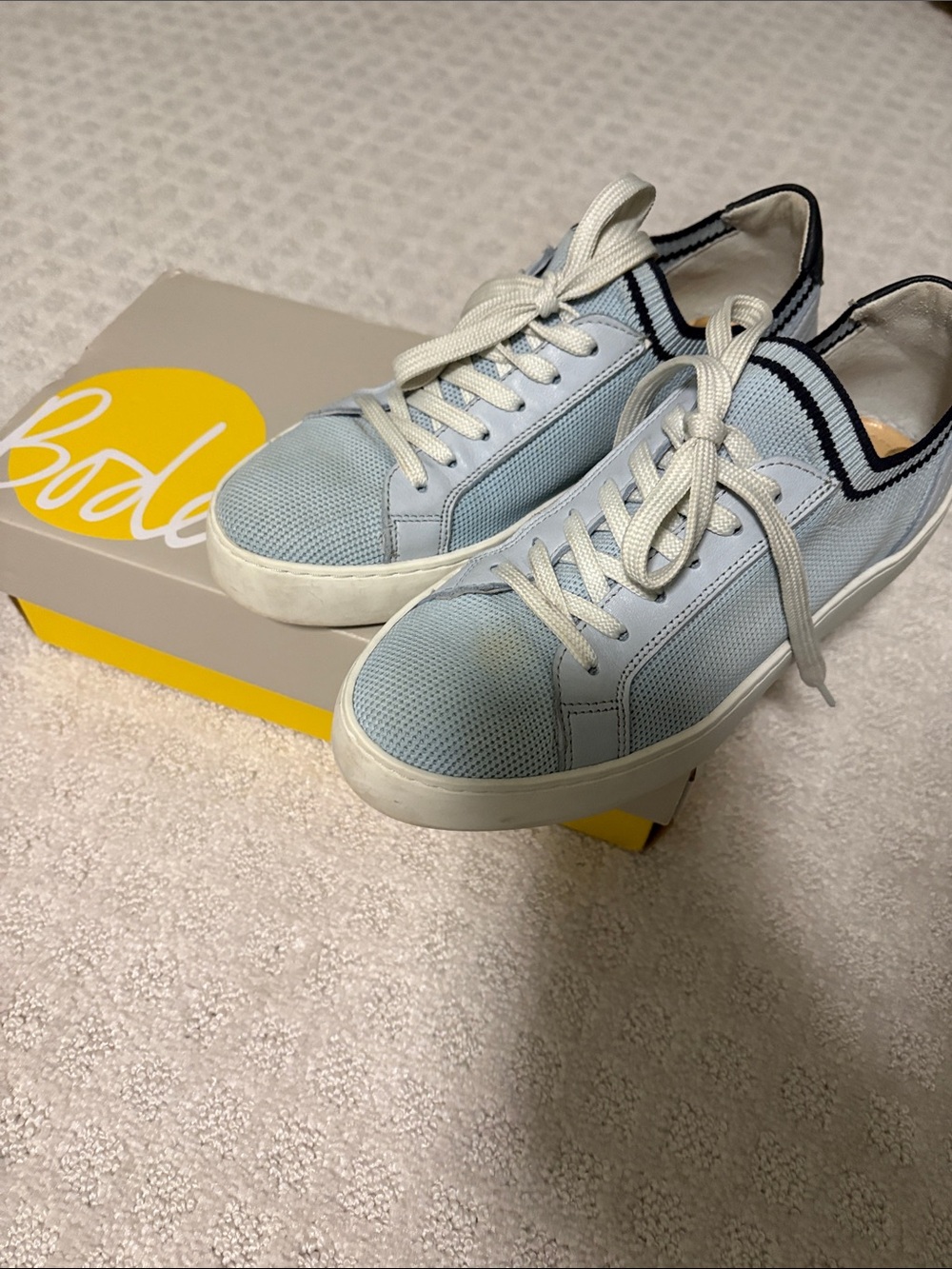 Boden Light Blue Knit Low-Top Hazel Trainers